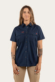 Ashburton Womens Ripstop Full Button Work Shirt - Dark Navy