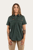 Ashburton Womens Ripstop Full Button Work Shirt - Forest Green