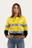 Bindara Womens Full Button High Vis Work Shirt - Neon Yellow