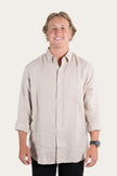 Glenmorgan Mens Relaxed Linen Dress Shirt - Stone