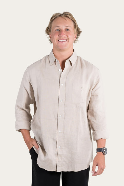 Glenmorgan Mens Relaxed Linen Dress Shirt - Stone