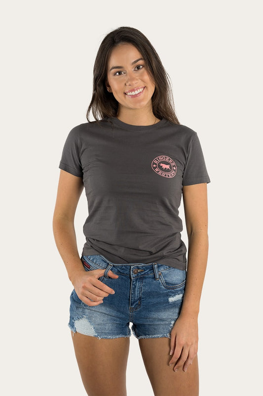 Signature Bull Womens Classic Fit T-Shirt - Vintage Black/Strawberry