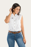 Signature Jillaroo Womens Sleeveless Work Shirt - White/White