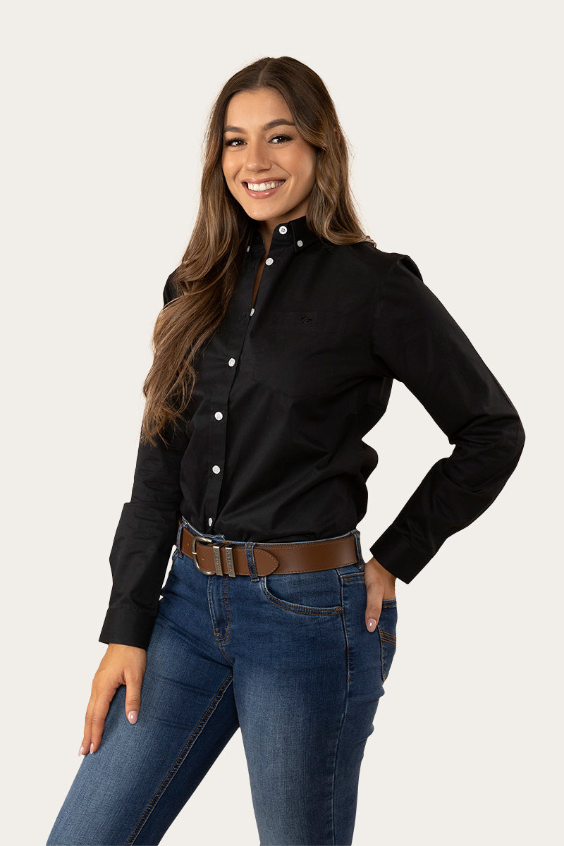 Heritage Womens Plain Dress Shirt - Black