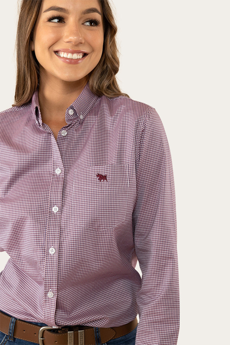 Heritage Womens Check Dress Shirt - Burgundy