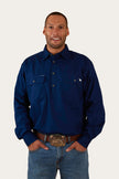 King River Mens Half Button Work Shirt - Navy