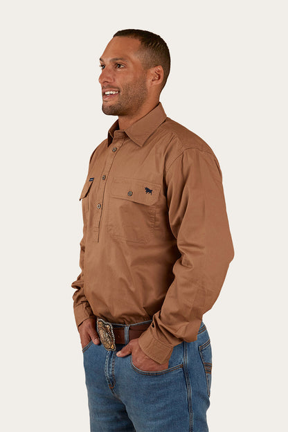 King River Half Button Work Shirt - Clay