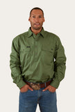 King River Mens Half Button Work Shirt - Cactus Green