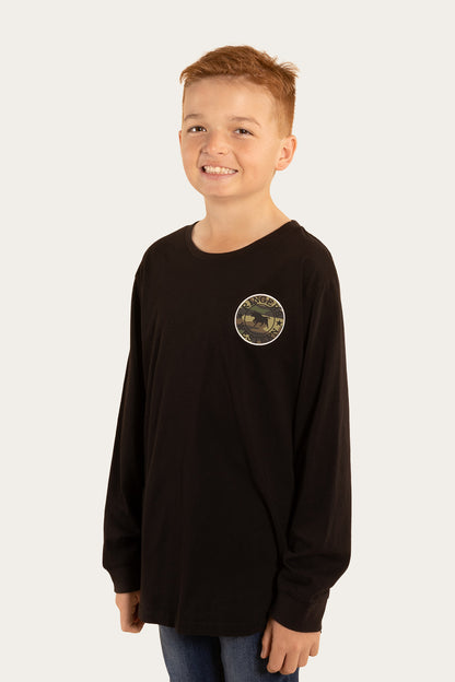 Signature Bull Kids Long Sleeve T-Shirt - Black/Camo