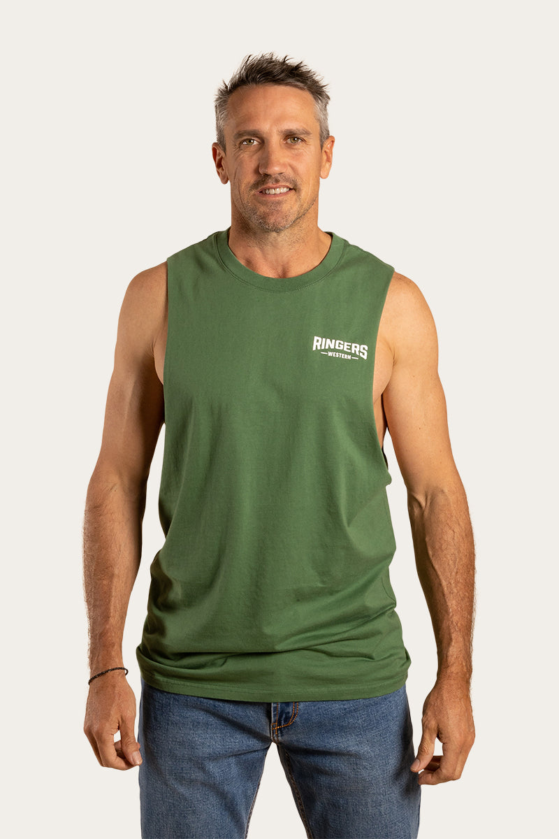 Squadron Mens Muscle Tank - Cactus Green