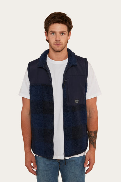 Hume Mens Zip Thru Vest - Navy