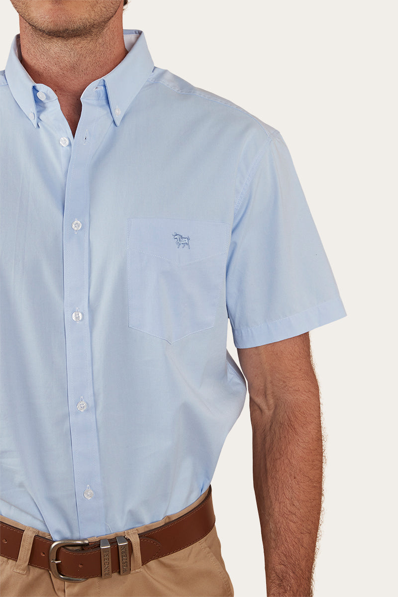 Heritage Mens Short Sleeve Dress Shirt - Blue Chambray