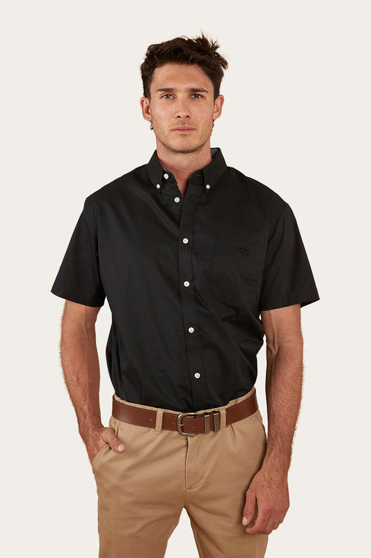 Heritage Mens Short Sleeve Dress Shirt - Black