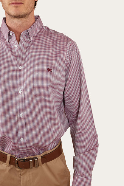 Heritage Mens Check Dress Shirt - Burgundy