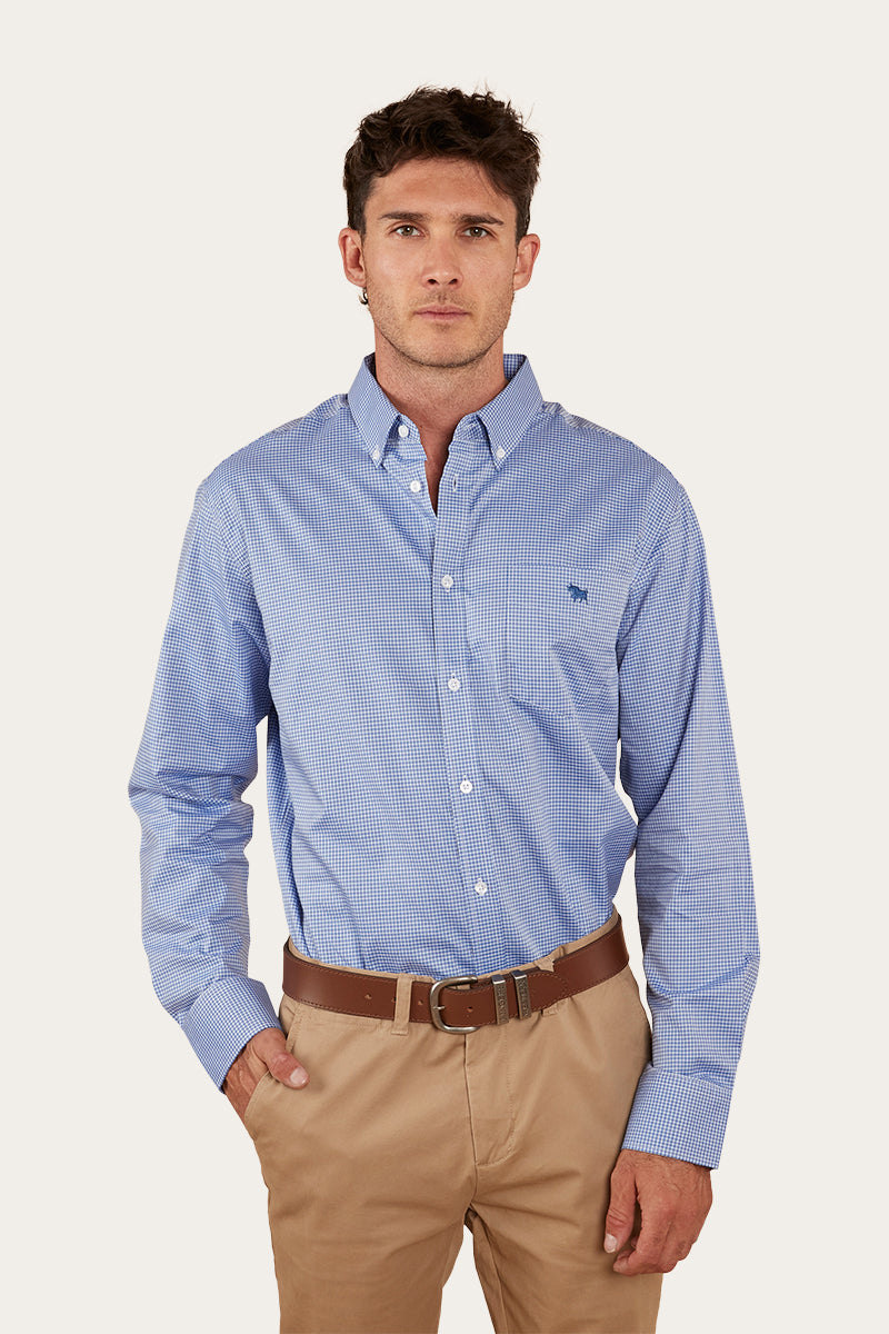 Heritage Mens Check Dress Shirt - Blue