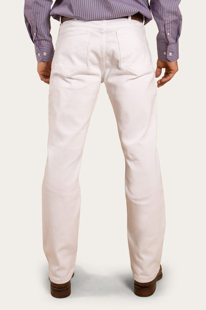 Muster Mens Slim Straight Fit Jeans - White