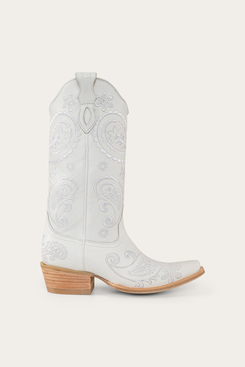 Olivia Womens Cuban Heel Western Boot - White/White