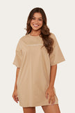 Journey Womens T-Shirt Dress - Dark Sand