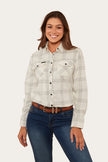 Jesse Womens Corduroy Shirt - Off White/Charcoal