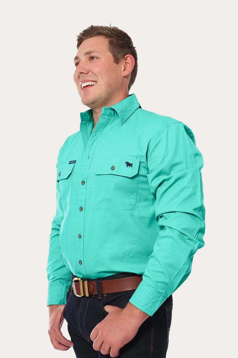 King River Mens Full Button Work Shirt - Mint