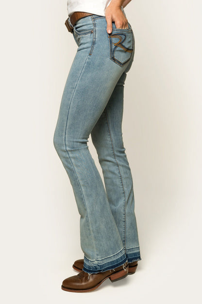 Billie Womens Mid-Rise Bootleg Jeans - Light Blue