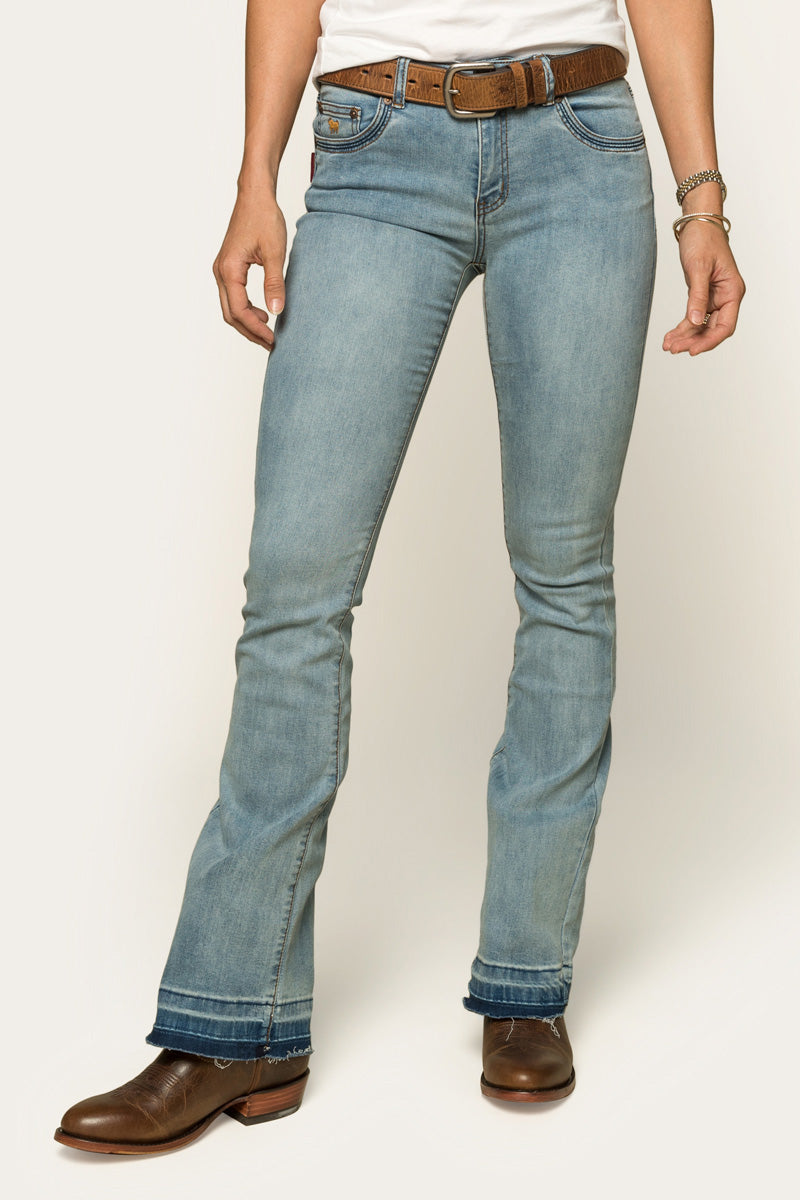 Billie Womens Mid-Rise Bootleg Jeans - Light Blue