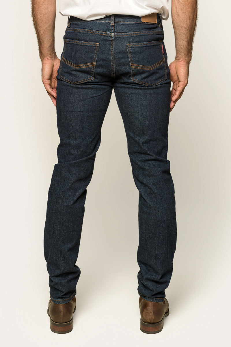 Burke Mens Tapered Slim Leg Jeans - Dark Blue