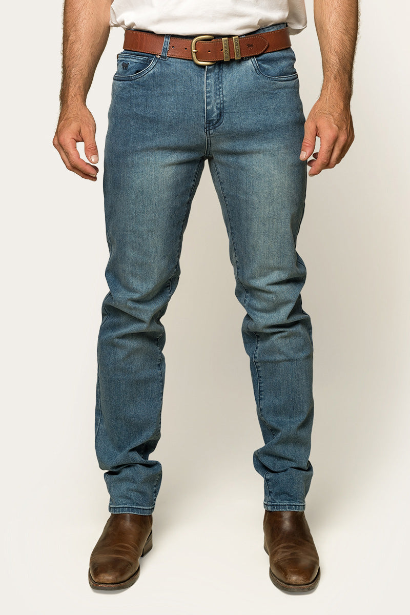 Burke Mens Tapered Slim Leg Jeans - Light Blue