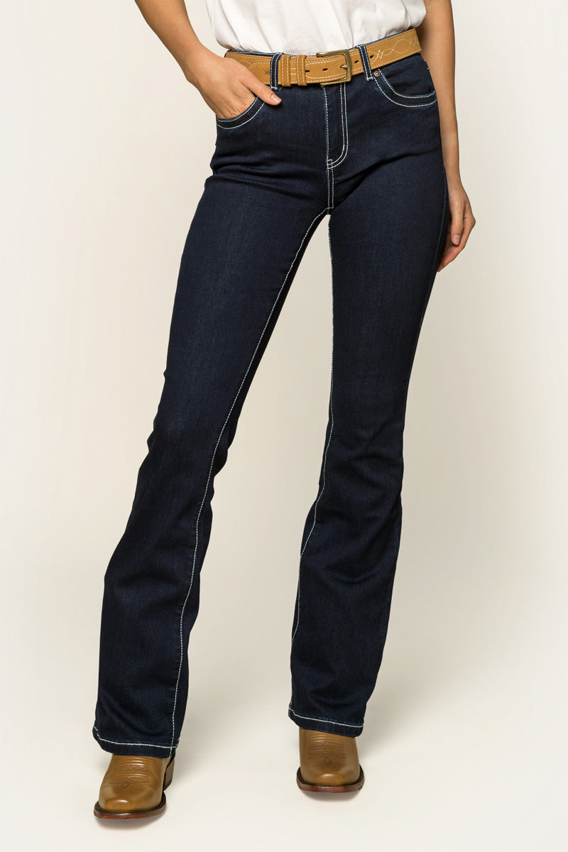 Caroline Womens Mid-Rise Bootleg Jeans - Indigo Blue