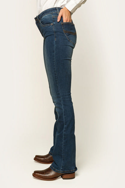 Katherine Womens Mid-Rise Bootleg Jeans - Classic Blue