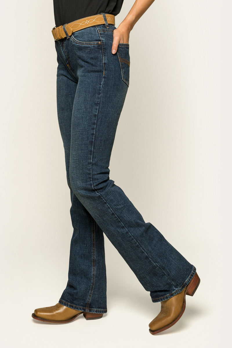 Megan Womens Low-Rise Bootleg Jeans - Classic Blue