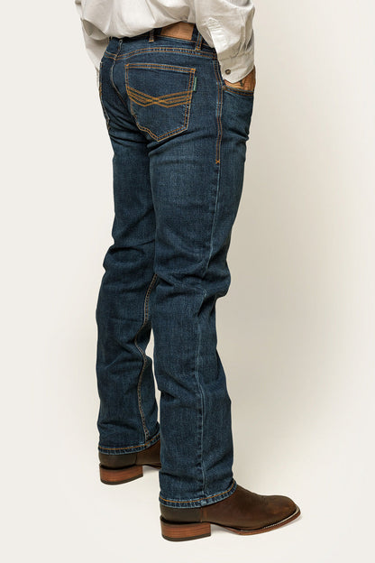 Muster Mens Slim Straight Fit Jeans - Dark Wash Blue