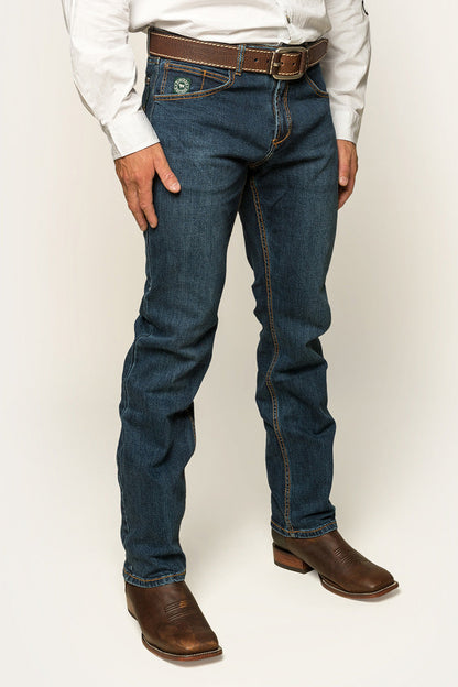 Muster Mens Slim Straight Fit Jeans - Dark Wash Blue