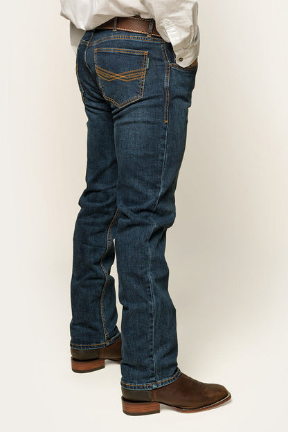 Muster Mens Slim Straight Fit Jeans - Dark Wash Blue