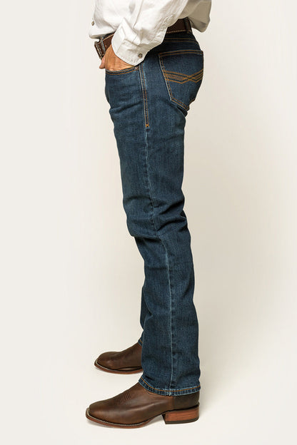 Muster Mens Slim Straight Fit Jeans - Dark Wash Blue