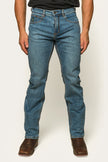 Muster Mens Slim Straight Fit Jeans - Mid Wash Blue