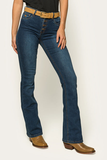 Selina Womens Mid-Rise Bootleg Jeans - Classic Blue