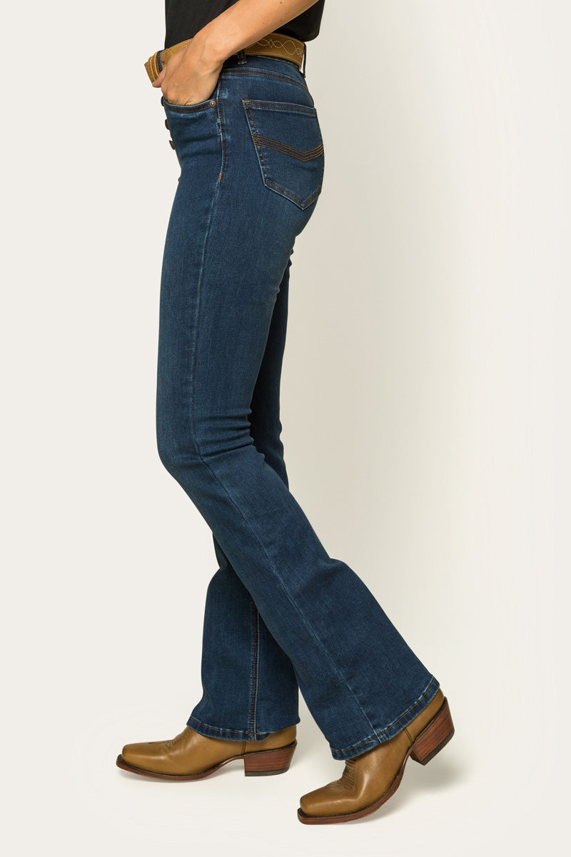 Selina Womens Mid-Rise Bootleg Jeans - Classic Blue