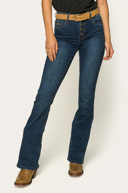 Selina Womens Mid-Rise Bootleg Jeans - Classic Blue