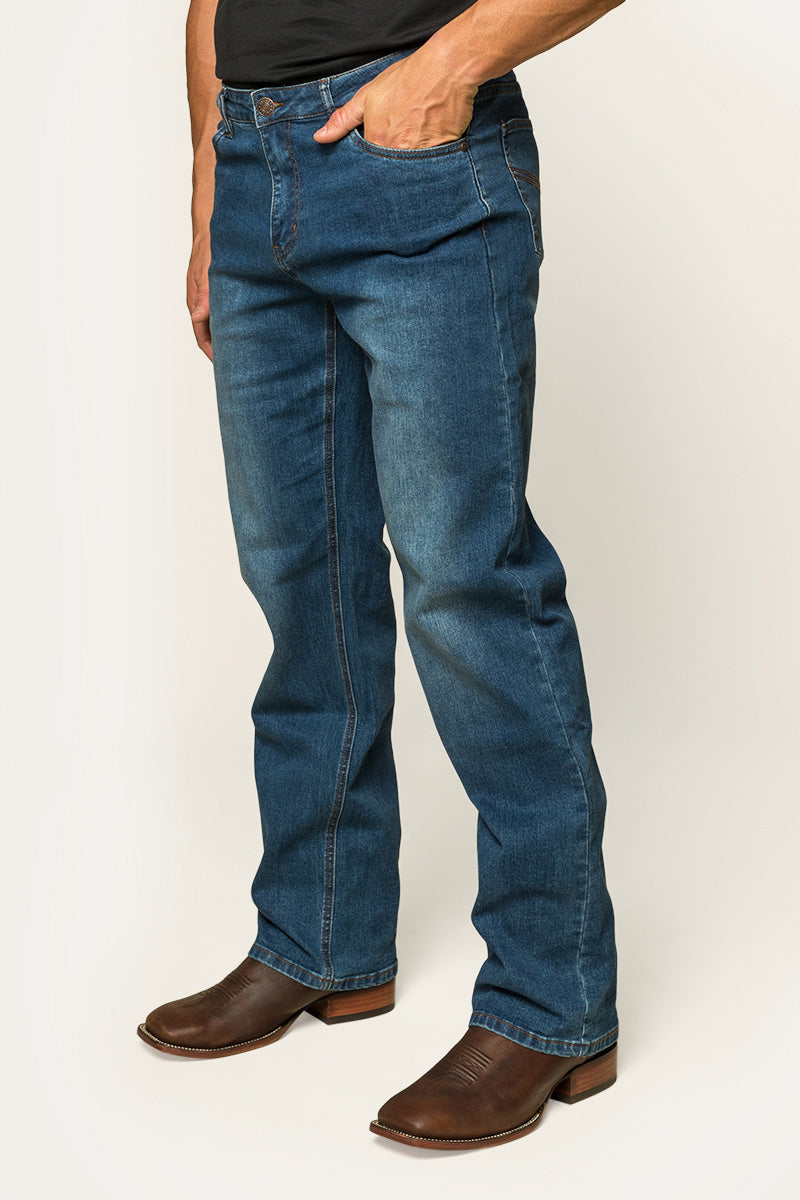 Sturt Mens Relaxed Leg Jeans - Mid Blue