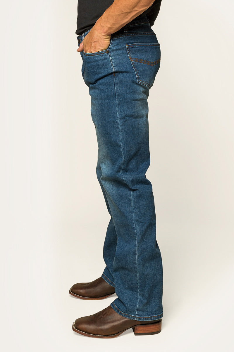 Sturt Mens Relaxed Leg Jeans - Mid Blue