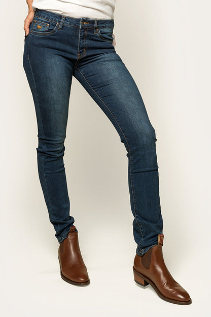 Victoria Womens Mid-Rise Straight-Leg Jeans - Classic Blue