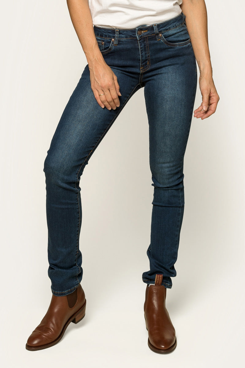 Victoria Womens Mid-Rise Straight-Leg Jeans - Classic Blue