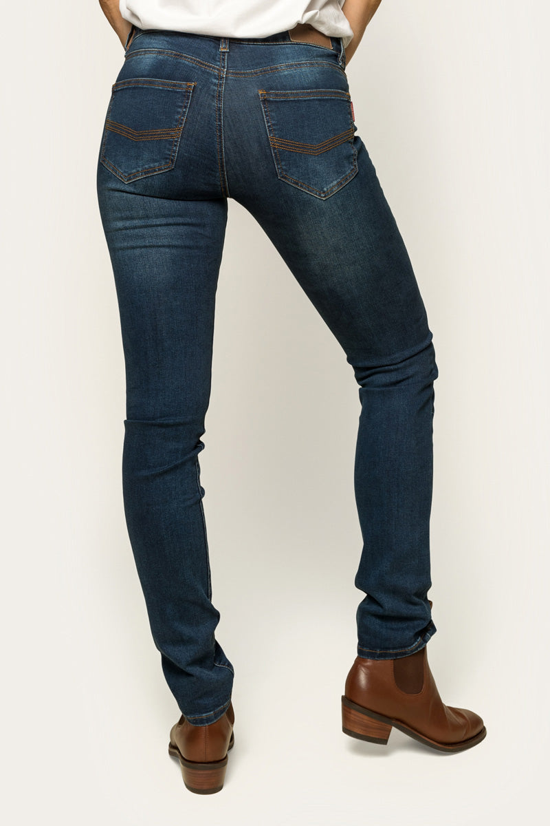 Victoria Womens Mid-Rise Straight-Leg Jeans - Classic Blue